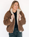 Bougie Reversible Sherpa Puff Bomber Jacket