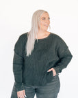 Oversized Waffle Round Hem Long Sleeve - Black