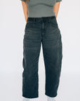 High Rise Barrel Jean - Black