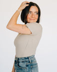 Luxe Sweater Short Sleeve Bodysuit - Shell