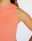 Cropped Ribbed High Neck - Peach