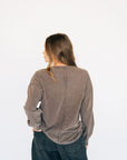 Oversized Washed Long Sleeve Pocket Tee - Espresso