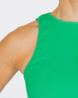 Cropped Ribbed High Neck - Bright Green