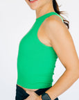 Cropped Ribbed High Neck - Bright Green