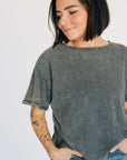 Perfect Washed Raw Hem Tee - Gray