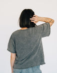 Perfect Washed Raw Hem Tee - Gray