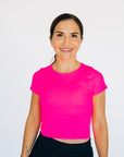 Cropped Ribbed Baby Tee - Neon Fuchsia