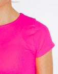 Cropped Ribbed Baby Tee - Neon Fuchsia