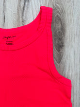 Load image into Gallery viewer, Chevron High Neck Crop - Neon Coral
