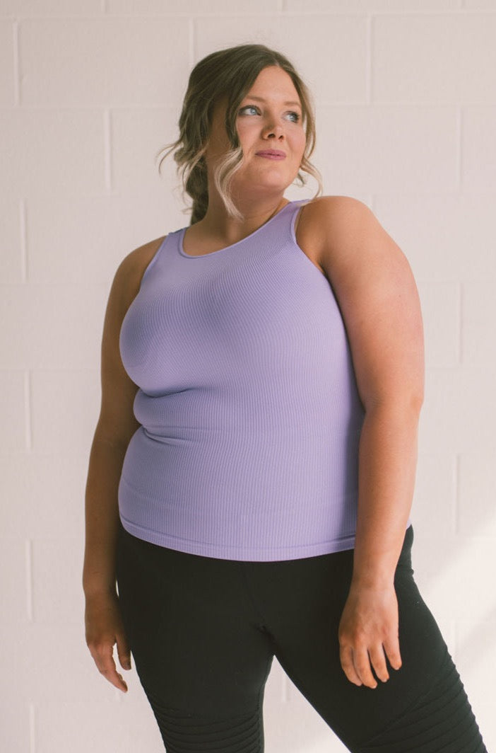 Long Ribbed High Neck - Lavender