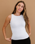 Long Ribbed High Neck - White *RESTOCKED*