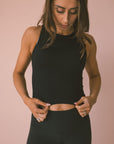 Cropped Ribbed High Neck - Black