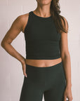 Cropped Ribbed High Neck - Black