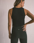 Cropped Ribbed High Neck - Black